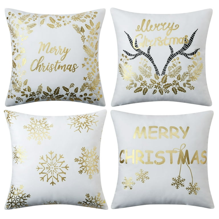 Winter Wonder Lane White, Gold & Silver Christmas Trees Throw Pillow