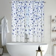 thumbnail image 1 of GlowSol 26"W x 45"L Bathroom Window Curtains Farmhouse Kitchen Curtains Flower Leaf Pattern Half Window Covering, Navy Blue, Set of 2, 1 of 6