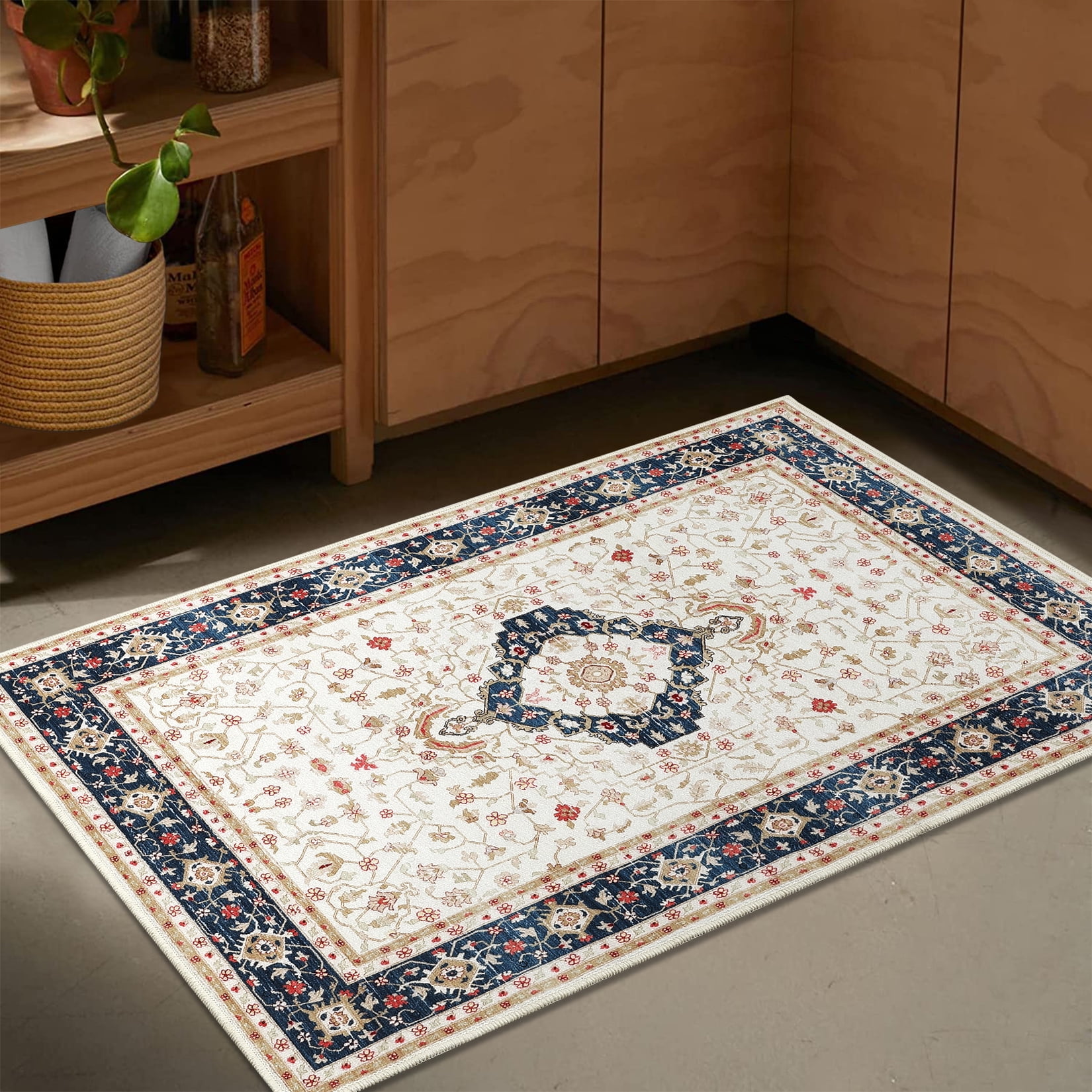 GlowSol 2x3 Small Area Rug Machine Washable Medallion Doormat Persian ...