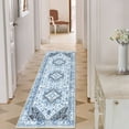 thumbnail image 1 of GlowSol 2x6 Runner Rug Floral Print Area Rug Washable Bohemian Rug Vintage Persian Non-Slip Low Pile Carpet for Laundry Bedroom Foyer, Blue, 1 of 7
