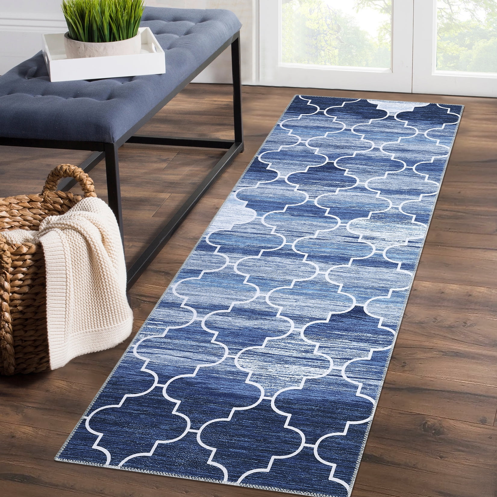 GlowSol 2x6 Runner Rug Washable Rug Modern Moroccan Hallway Runner