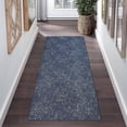 thumbnail image 1 of GlowSol 2x6 Solid Runner Rug Washable Jacquard Textured Kitchen Hallway Runner Yarn Dyed Farmhouse Floor Mat Low Pile Non-Slip Runners for Laundry, Navy Blue, 1 of 6