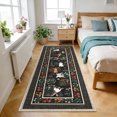 thumbnail image 1 of GlowSol 2x6 Washable Runner Rug - Machine Washable Non-Slip TPR Backing, Hand-Drawn Pet & Floral Carpet for Entryway Kitchen Bedroom, Black, 1 of 8
