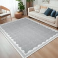 thumbnail image 1 of GlowSol 3'x5' Scalloped Border Pattern Rug Small Area Rug Soft Solid Area Rug Non Slip Low Pile Mat for Entryway Bedside, Gray, 1 of 5