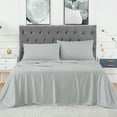 thumbnail image 1 of GlowSol 4 Pcs King Size 100% Bamboo Sheet Set 16" Deep Pocket Cool Sheets for Hot Sleepers Super Soft and Breathable, Light Gray, 1 of 9