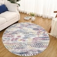 thumbnail image 1 of GlowSol 4' x 4' Boho Moroccan Circle Area Rug Modern Geometric Round Area Rug Low Pile Anti-Slip Throw Carpet for Living Room Kitchen, Multi Color, 1 of 6
