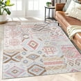 thumbnail image 1 of GlowSol 4' x 6' Area Rug Farmhouse Patchwork Design Area Rug Boho Tribal Distressed Rug Soft Foldable Area Rug Low Pile Non-Shedding Carpet, Pink, 1 of 6