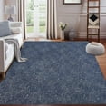 thumbnail image 1 of GlowSol 4' x 6' Area Rug Jacquard Textured Rug Modern Solid Farmhouse Rug Living Room Rug Yarn Dyed Soft Foldable Accent Rug for Dorm Playroom, Navy Blue, 1 of 6