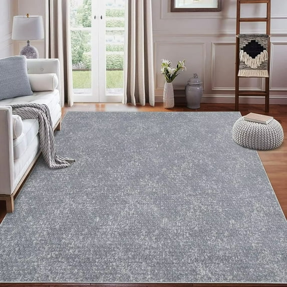 GlowSol 4' x 6' Area Rug Jacquard Textured Rug Modern Solid Farmhouse Rug Living Room Rug Yarn Dyed Soft Foldable Accent Rug for Dorm Playroom, Gray