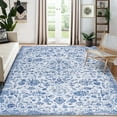 thumbnail image 1 of GlowSol 4' x 6' Blue Area Rug Traditional Distressed Rug Washable Non-Slip Stain Resistant Floral Accent Rug Foldable Thin Rug for Bedroom Living Room, 1 of 7