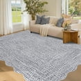 thumbnail image 1 of GlowSol 4'x6' Area Rug Braided Print Pattern Rug Washable Scalloped Edge Rugs Non Slip Low Pile Indoor Home Decor, Light Gray, 1 of 8