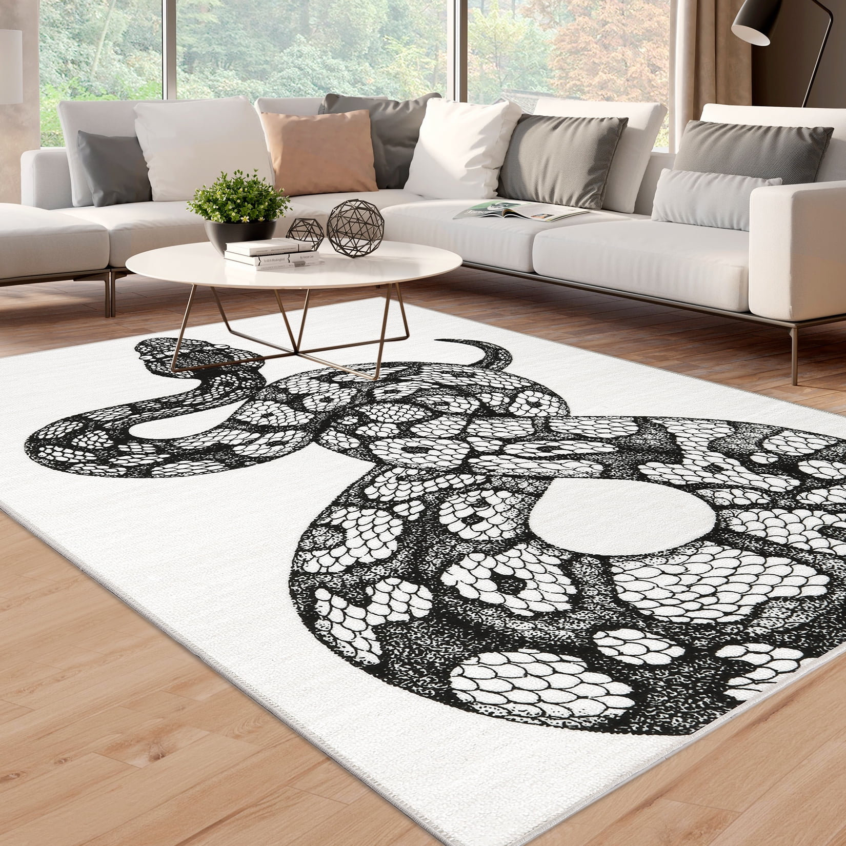 GlowSol 4'x6' Area Rugs Snake Violence Retro Aesthetic Rug Black White ...