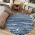 thumbnail image 1 of GlowSol 4x4 Boho Moroccan Circle Area Rug Modern Geometric Round Area Rug Low Pile Anti-Slip Throw Carpet for Living Room Kitchen, Navy Blue, 1 of 6