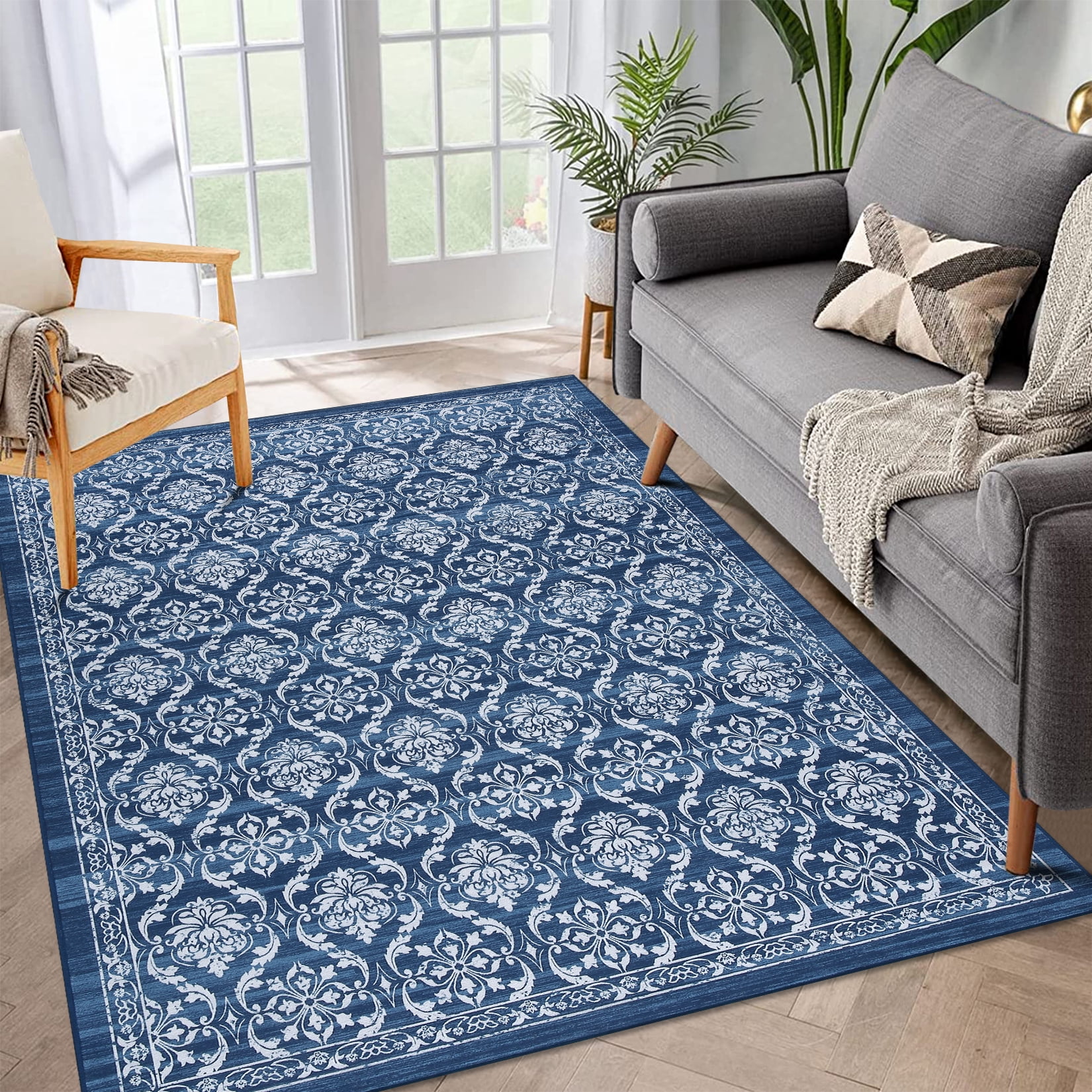GlowSol 4x6 Floral Area Rug for Living Room Bedroom Vintage Flower Rugs ...