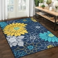 thumbnail image 1 of GlowSol 4x6 Floral Rug Modern Washable Area Rug Soft Non Slip Non-Shedding Indoor Carpet Foldable Low Pile Rug for Living Room Bedroom, Blue, 1 of 6
