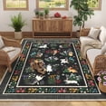 thumbnail image 1 of GlowSol 4x6 Washable Area Rug - Machine Washable Non-Slip TPR Backing, Hand-Drawn Pet & Floral Carpet for Living Room Bedroom Entryway, Black, 1 of 8