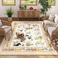 thumbnail image 1 of GlowSol 4x6 Washable Area Rug - Machine Washable Non-Slip TPR Backing, Hand-Drawn Pet & Floral Carpet for Living Room Bedroom Entryway, Rice, 1 of 8