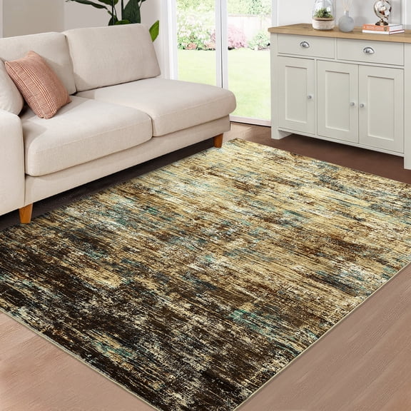 GlowSol 5' x 7' Area Rug Modern Abstract Rug Carpet Soft Foldable Accent Rug for Dorm Nursery Apartment, Brown