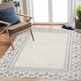 thumbnail image 1 of GlowSol 5' x 7' Area Rug Modern Bordered Geometric Rug Washable Rugs Soft Foldable Rug, Gray, 1 of 7