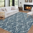 thumbnail image 1 of GlowSol 5' x 7' Area Rug Vintage Medallion Area Rugs Floral Rug Soft Foldable Area Rugs for Dining Room Home Office, Blue, 1 of 6