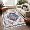 thumbnail image 1 of GlowSol 5' x 7' Area Rug Washable Traditional Rug Boho Vintage Distressed Throw Floor Cover Low Pile Accent Carpet for Dining Room Office, Blue/Multi, 1 of 6
