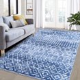 thumbnail image 1 of GlowSol 5' x 7' Machine Washable Rug Traditional Moroccan Geometric Rug Farmhouse Boho Distressed Rug Soft Foldable Thin Rug Decor, Blue, 1 of 6