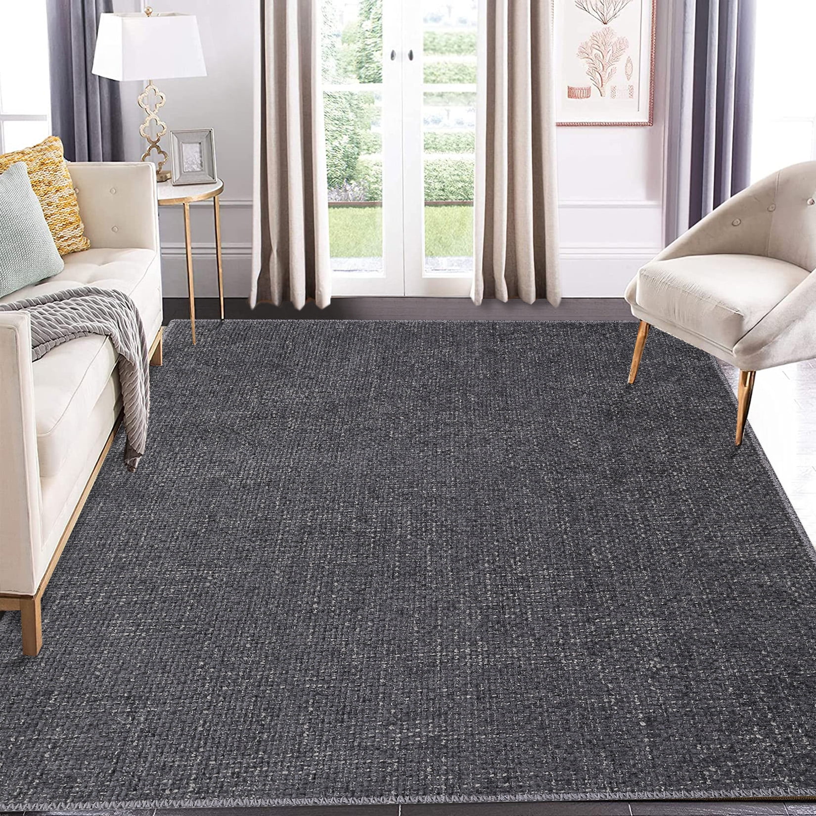 GlowSol 5' x 7' Modern Solid Rug Machine Washable Rug Farmhouse ...