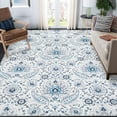 thumbnail image 1 of GlowSol 5' x 7' Vintage Paisley Print Rug Washable Area Rugs for Living Room Bedroom Non Slip Low Pile Rug, Blue, 1 of 7