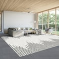 thumbnail image 1 of GlowSol 5' x 7' Washable Rug Geometric Striped Area Rug Soft Non Slip Low Pile Stain Resistant Carpet for Living Room Bedroom, Beige, 1 of 7