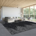 thumbnail image 1 of GlowSol 5' x 7' Washable Rug Geometric Striped Area Rug Soft Non Slip Low Pile Stain Resistant Carpet for Living Room Bedroom, Black, 1 of 7