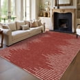 thumbnail image 1 of GlowSol 5' x 7' Washable Rug Geometric Striped Area Rug Soft Non Slip Low Pile Stain Resistant Carpet for Living Room Bedroom, Red, 1 of 7