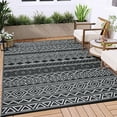 thumbnail image 1 of GlowSol 5' x 8' Outdoor Rug Boho Geometric Outside Plastic RV Rug Waterproof Reversible Patio Rug Straw Rug for Patio Balcony Picnic Beach Deck, Black, 1 of 6