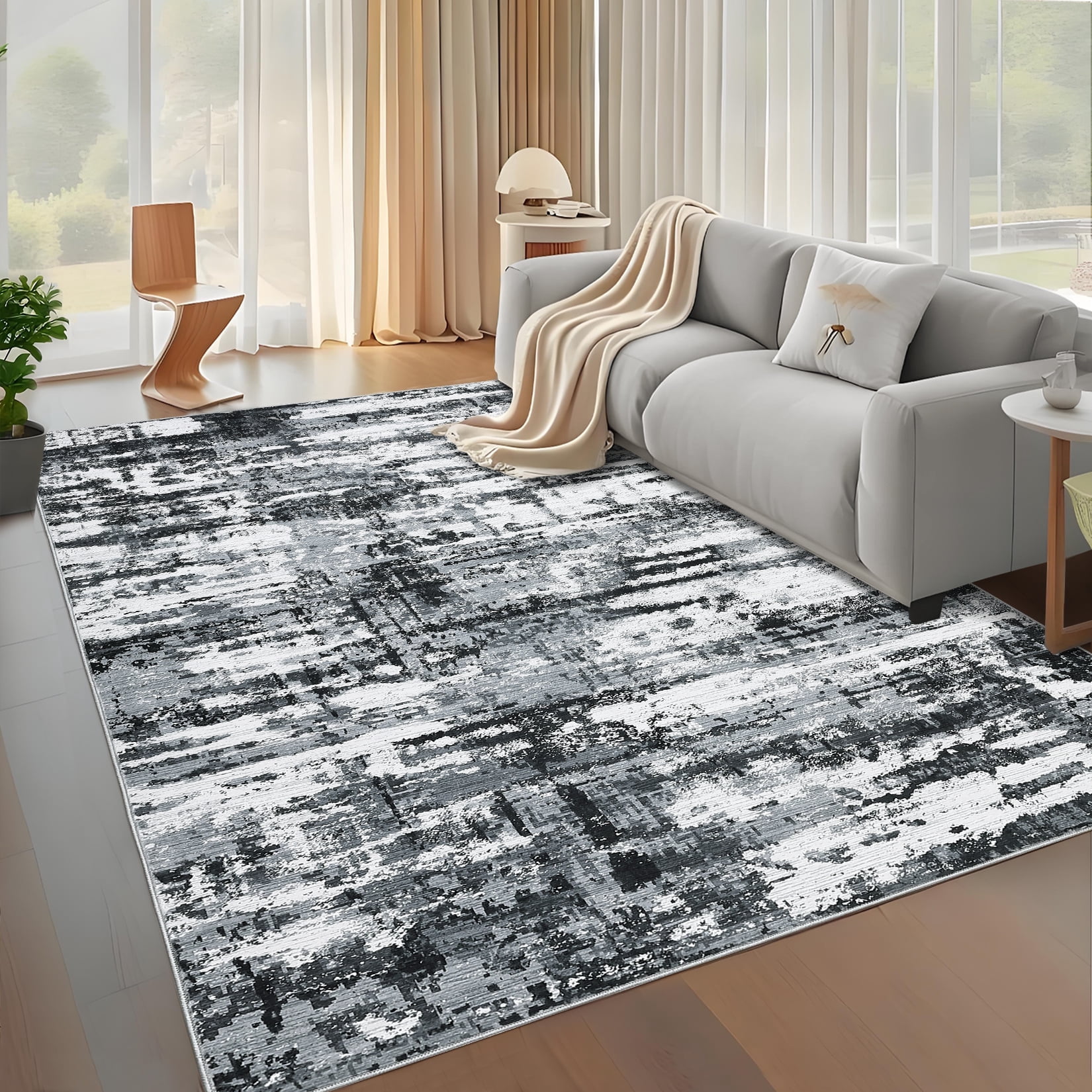 GlowSol 5'x7' Area Rug Modern Abstract Washable Rugs for Living Room ...
