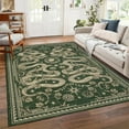 thumbnail image 1 of GlowSol 5'x7' Area Rug Snake Pattern Rug Soft Non Slip Low Pile Accent Rug Washable Rugs for Dining Room Home Office, Green, 1 of 7