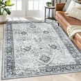 thumbnail image 1 of GlowSol 5'x7' Area Rug Vintage Boho Rug Soft Faux Wool Floral Print Distressed Area Rug Low Pile Anti-Slip Carpet Bedroom Rug, Gray, 1 of 6