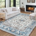 thumbnail image 1 of GlowSol 5'x7' Boho Washable Area Rug Retro Floral Persian Rug Indoor Soft Foldable Rug for Dining Room Home Office, Beige/Blue, 1 of 7