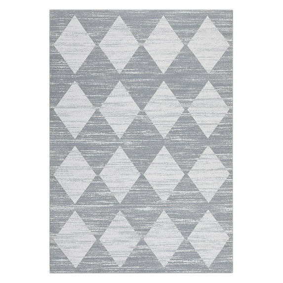 GlowSol 5'x7' Modern Geometric Area Rugs for Living Room Modern Checkered Rug Distressed Trellis Rug Soft Foldable Accent Rug, Gray
