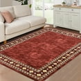 thumbnail image 1 of GlowSol 5'x7' Non-Slip Area Rug Modern Geometric Bordered Rug Non-Shedding Rug Soft Floor Decoration for Dining Room Home Office, Red, 1 of 7