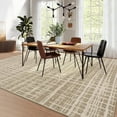 thumbnail image 1 of GlowSol 5'x7' Rugs for Living Room, Modern Abstract Area Rug Low Pile Non-Slip Geometric Stripes Carpet, Soft Foldable Bedroom Rug, Camel, 1 of 8