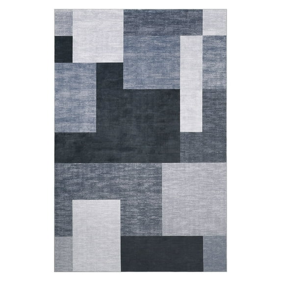GlowSol 5'x8' Area Rug for Living Room Bedroom Low Pile Soft Velvet Rug Washable Non Slip Indoor Bedside Carpet for Dining Room Nursery, Gray