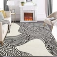 thumbnail image 1 of GlowSol 6' x 9' Area Rug Washable Stripes Print Rug Soft Faux Wool Carpet Indoor Non Shedding Anti-Slip Throw Carpet Foldable Thin Rug, Black White, 1 of 6