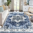 thumbnail image 1 of GlowSol 6' x 9' Machine Washable Area Rug Vintage Persian Distressed Rug Retro Medallion Rug Floral Print Rug for Home Decor, Blue, 1 of 7