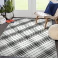 thumbnail image 1 of GlowSol 6' x 9' Modern Plaid Print Rug Farmhouse Geometric Indoor Area Rug Low Pile Stain-Resistant Carpet for Dining Room Home Office, Black Gray, 1 of 7