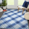 thumbnail image 1 of GlowSol 6' x 9' Modern Plaid Print Rug Farmhouse Geometric Indoor Area Rug Low Pile Stain-Resistant Carpet for Dining Room Home Office, Blue, 1 of 7