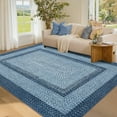 thumbnail image 1 of GlowSol 6'x9' Area Rug Washable Modern Braided Print Rugs for Living Room Bedroom Non Slip Low Pile Soft Foldable Accent Rug, Gray Blue, 1 of 7