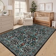thumbnail image 1 of GlowSol 6'x9' Floral Washable Rugs Soft Large Area Rugs for Living Room Bedroom Non-Slip Low Pile Soft Accent Carpet, Black, 1 of 7