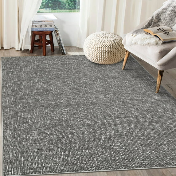 GlowSol 6'x9' Modern Solid Area Rug Washable Non Slip Low Pile Rug Soft Foldable Thin Accent Rugs for Living Room Bedroom, Gray