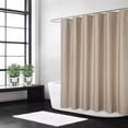 thumbnail image 1 of GlowSol 72"Wx84"L Shower Curtain with Hooks Flax Linen Like 240GSM Heavy Weight Modern Farmhouse Fabric Bath Shower Curtain Hotel Luxury Washable, Taupe, 1 Set, 1 of 7