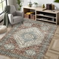 thumbnail image 1 of GlowSol 8' x 10' Area Rug Indoor Persian Vintage Floor Cover Foldable Thin Retro Rug Floral Print Non Slip Non Shedding Rug for Living Room Bedroom, Brown, 1 of 6