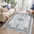 thumbnail image 1 of GlowSol 8' x 10' Area Rug Vintage Floral Rug Non-Shedding Non Slip Carpet Distressed Floor Carpet for Dining Room Office, Gray, 1 of 7